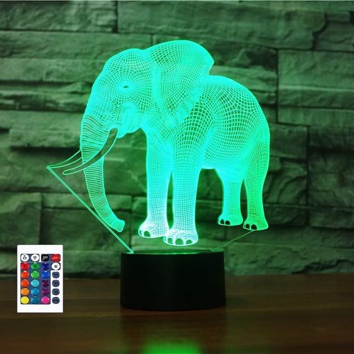 3D Elephant Night Light Illusion LED Lamp, 16 Color Changing with Remote - Image 3