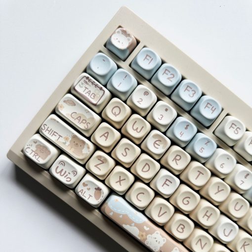 Cute Milk Tea Bear MOA Profile PBT Mechanical Keyboard Keycaps - 132 Keys - Image 4