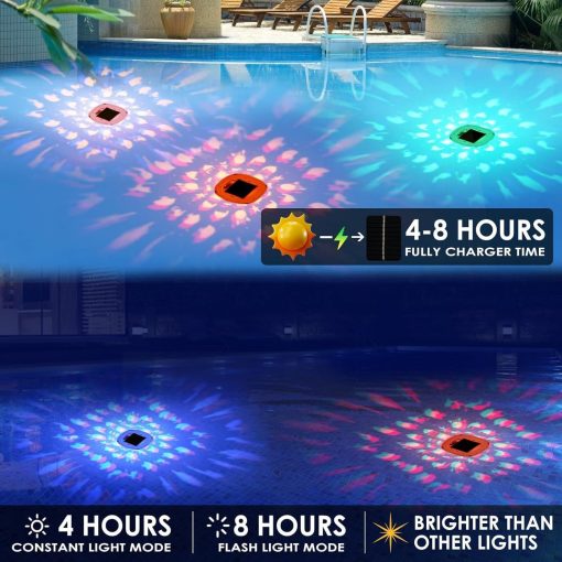 Smart RGB Projection Light, Solar Rechargeable Pool Ambient Light for Outdoor Garden Decoration - Image 3