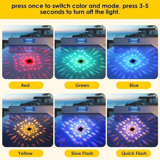 Smart RGB Projection Light, Solar Rechargeable Pool Ambient Light for Outdoor Garden Decoration - Image 2