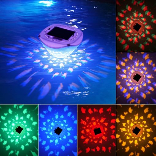 Smart RGB Projection Light, Solar Rechargeable Pool Ambient Light for Outdoor Garden Decoration